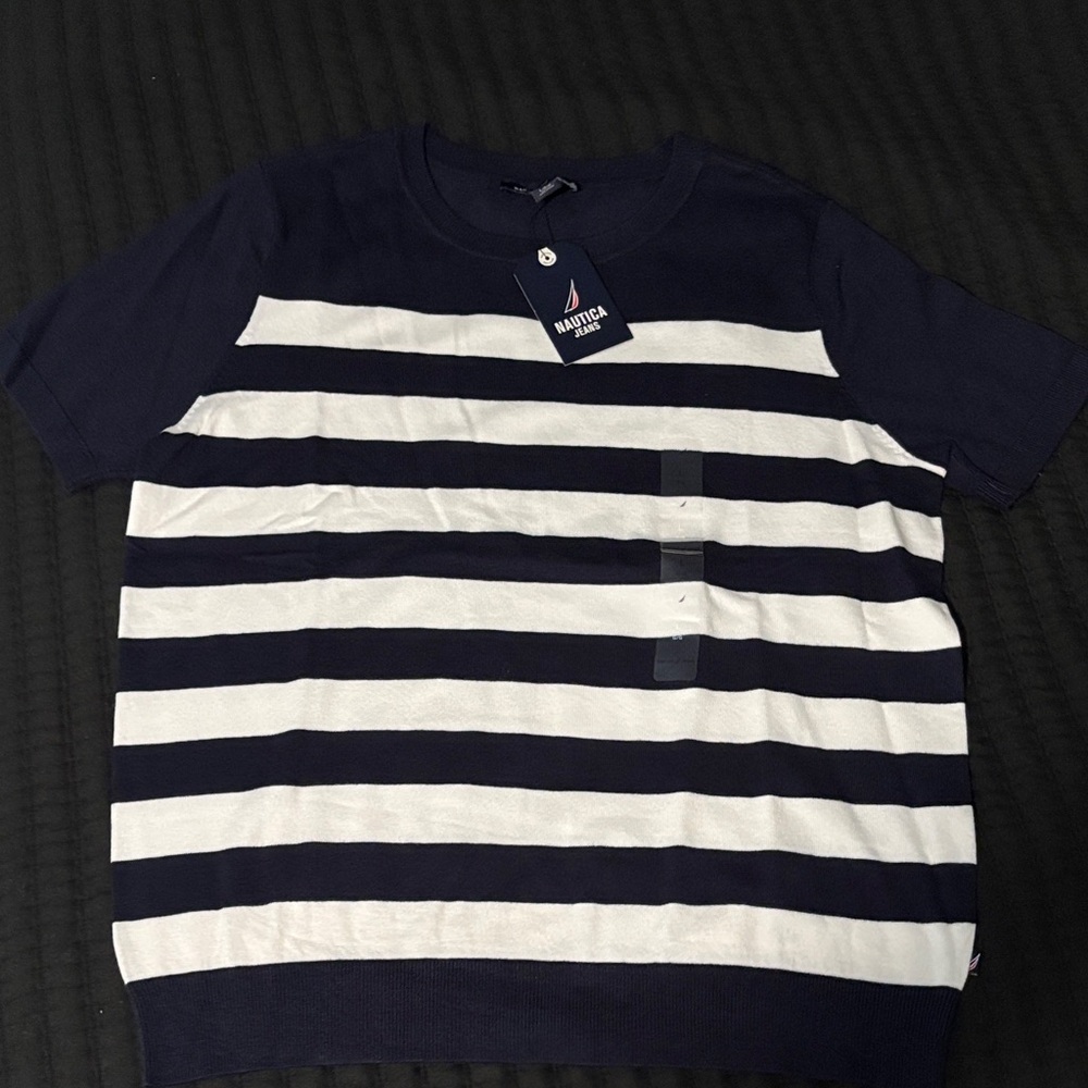 Nautica Blue and White Striped Tee